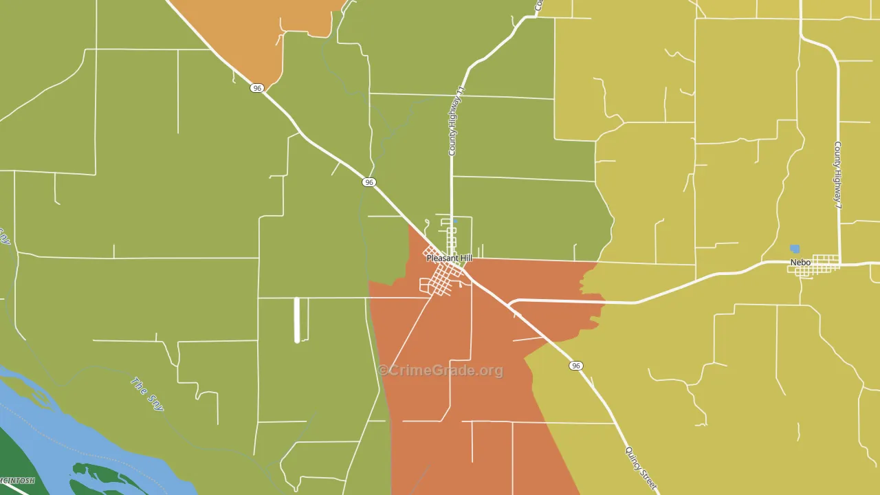 Pleasant Hill, IL Map of Robbery Rates
