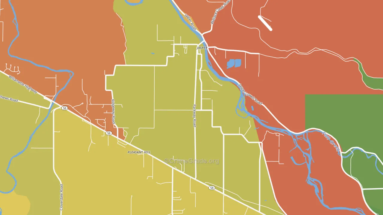 Pleasant Hill, OR Map of Robbery Rates