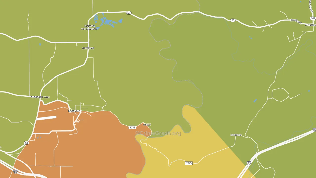 Pleasant Hill, PA Map of Robbery Rates
