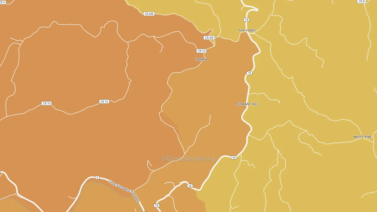 Pleasant Hill, WV Map of Robbery Rates
