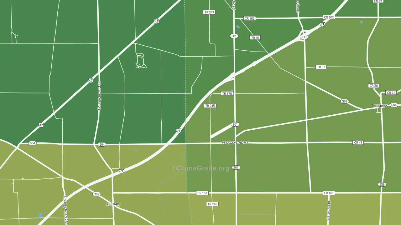 Pleasant Home, OH Map of Robbery Rates