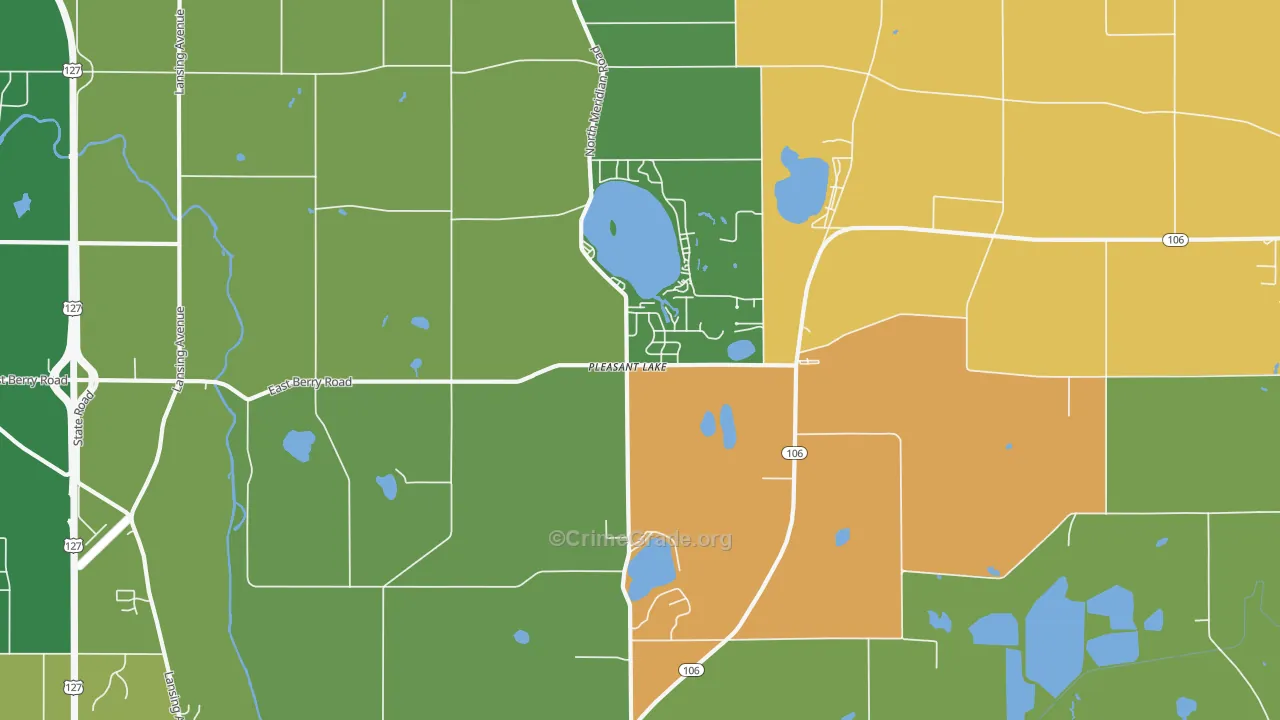 Pleasant Lake, MI Map of Robbery Rates