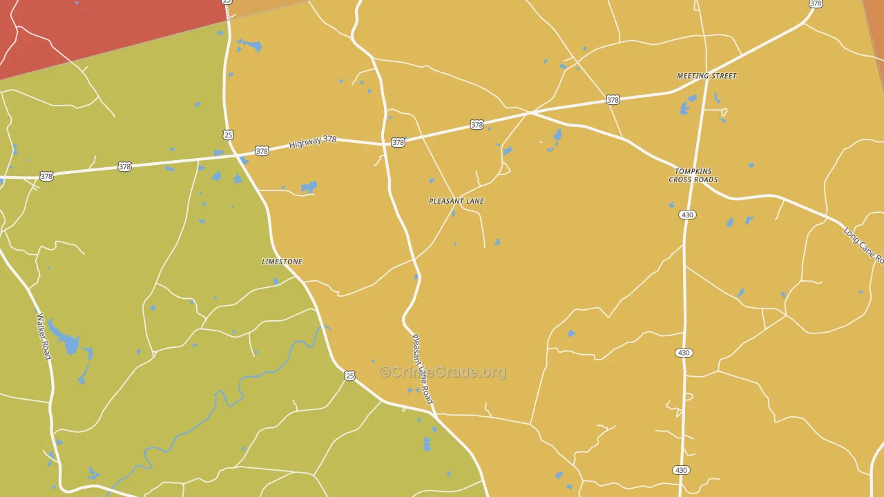 Pleasant Lane, SC Map of Robbery Rates