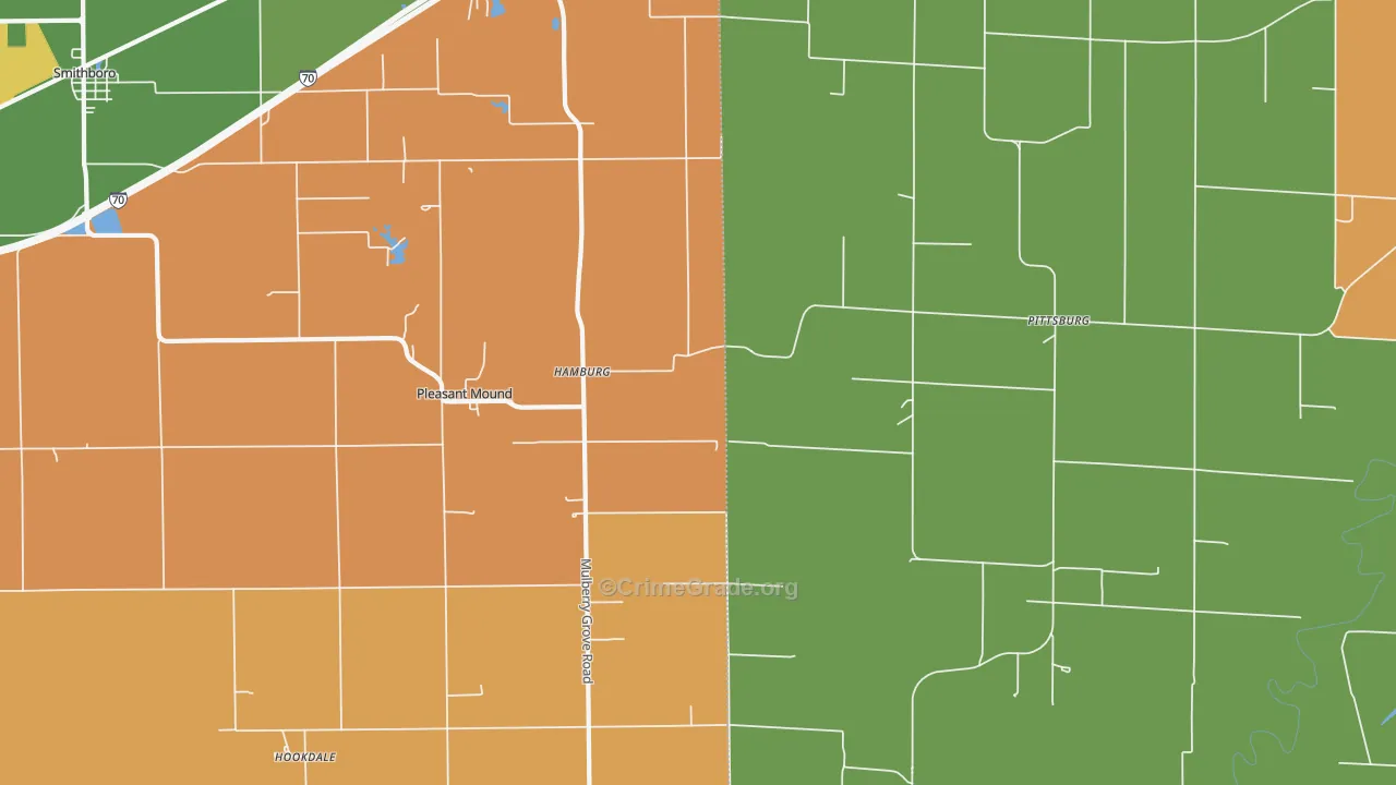 Pleasant Mound, IL Map of Robbery Rates