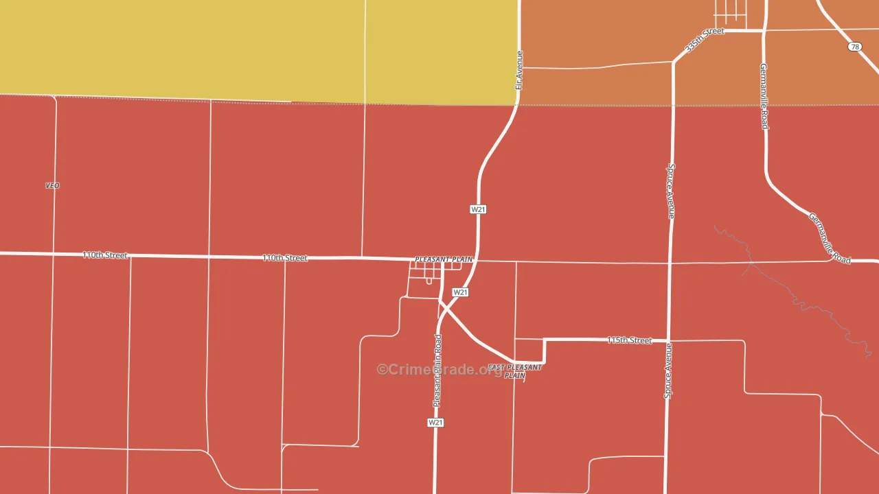 Pleasant Plain, IA Map of Robbery Rates