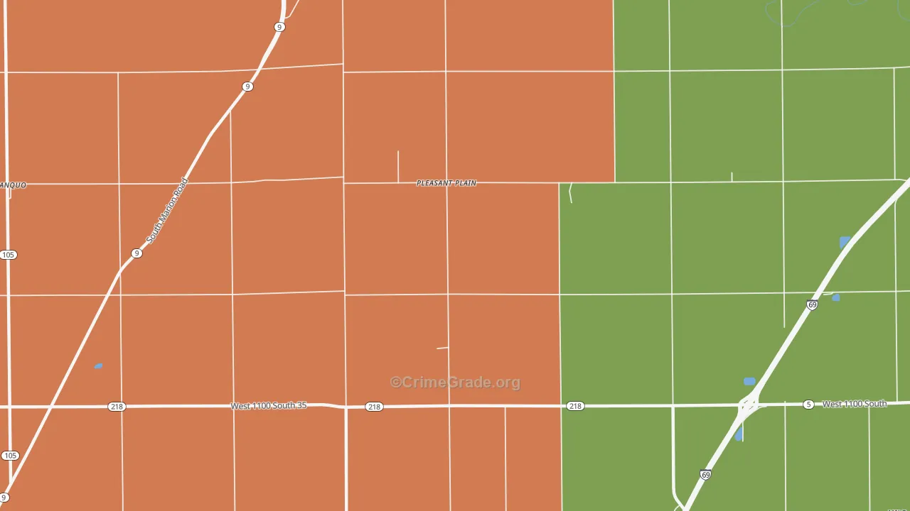 Pleasant Plain, IN Map of Robbery Rates