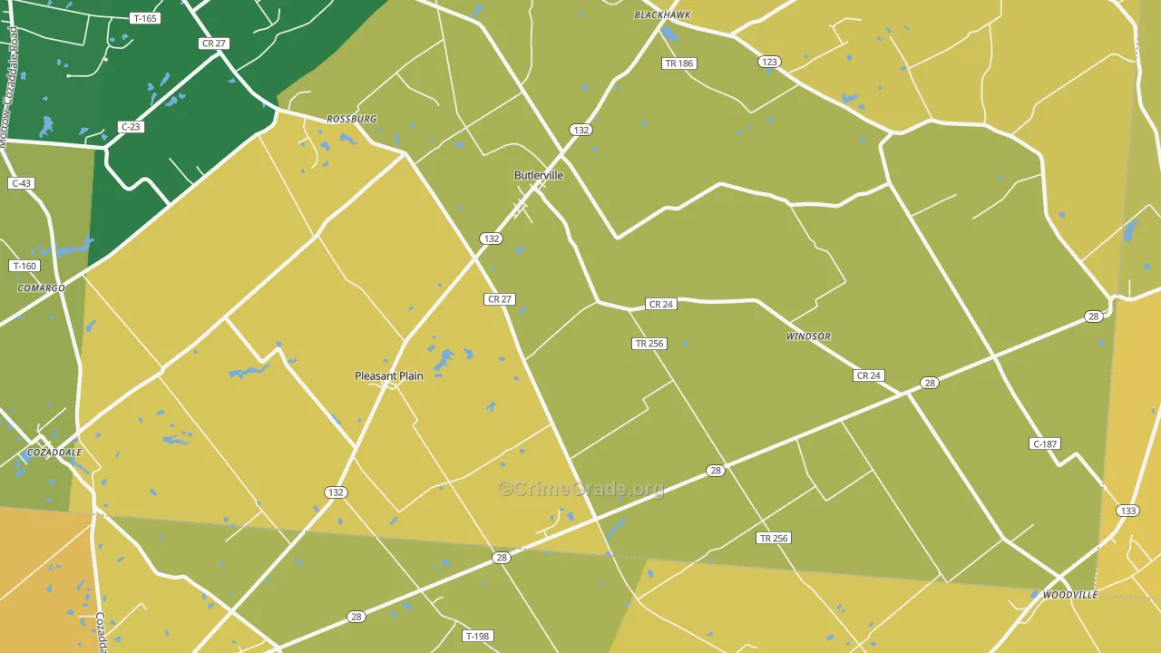 Pleasant Plain, OH Map of Robbery Rates
