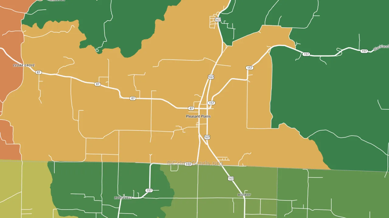 Pleasant Plains, AR Map of Robbery Rates