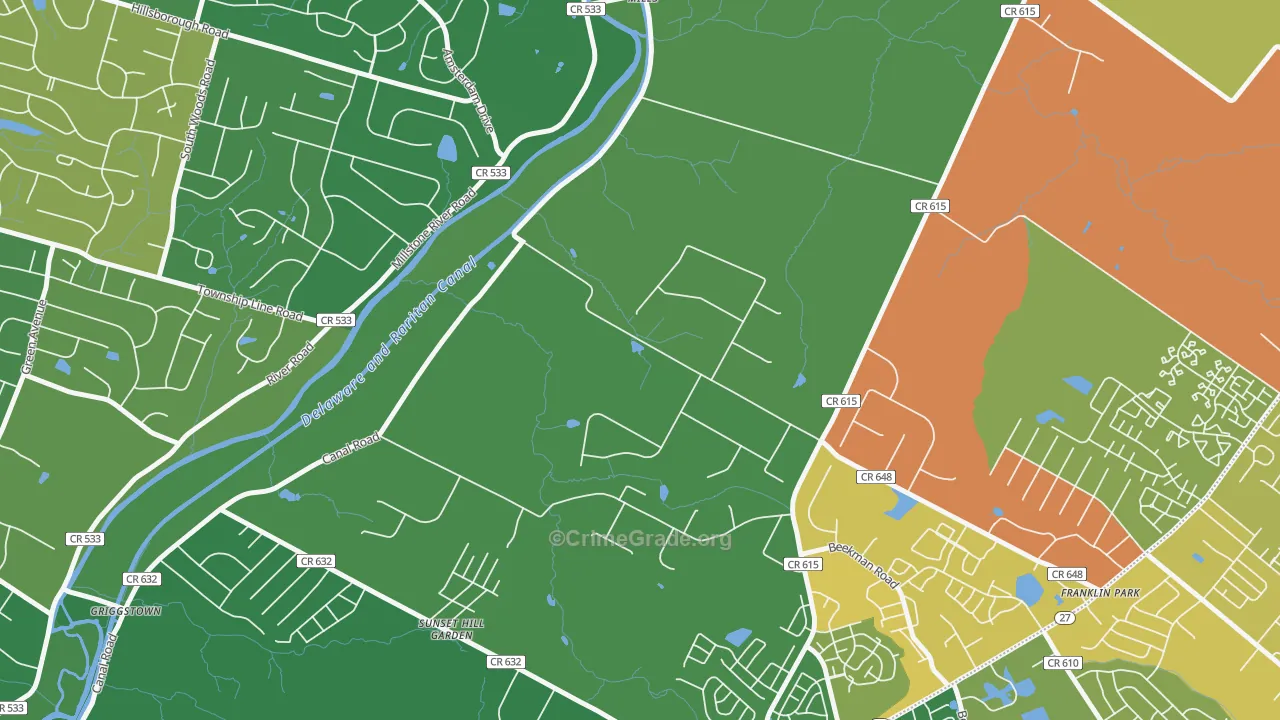 Pleasant Plains, NJ Map of Robbery Rates