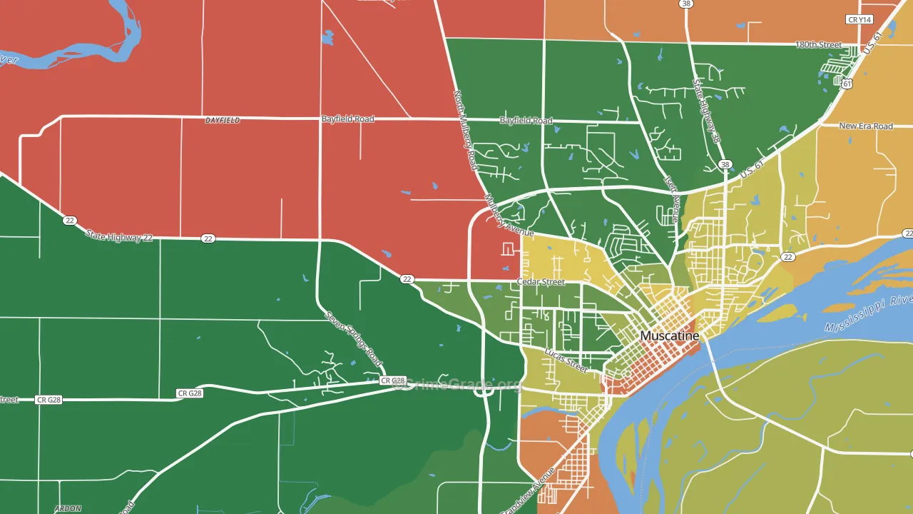 Pleasant Prairie, IA Map of Robbery Rates
