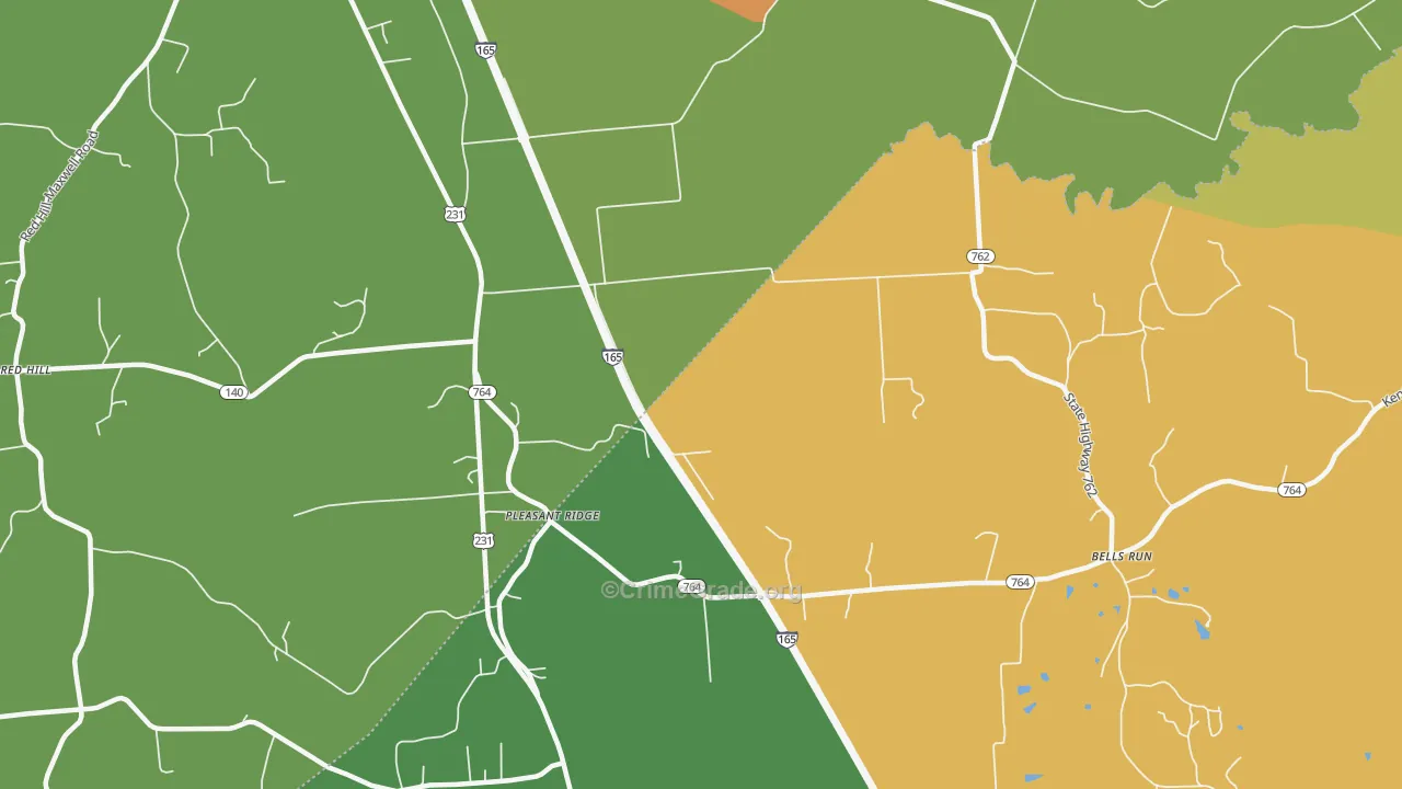 Pleasant Ridge, KY Map of Robbery Rates