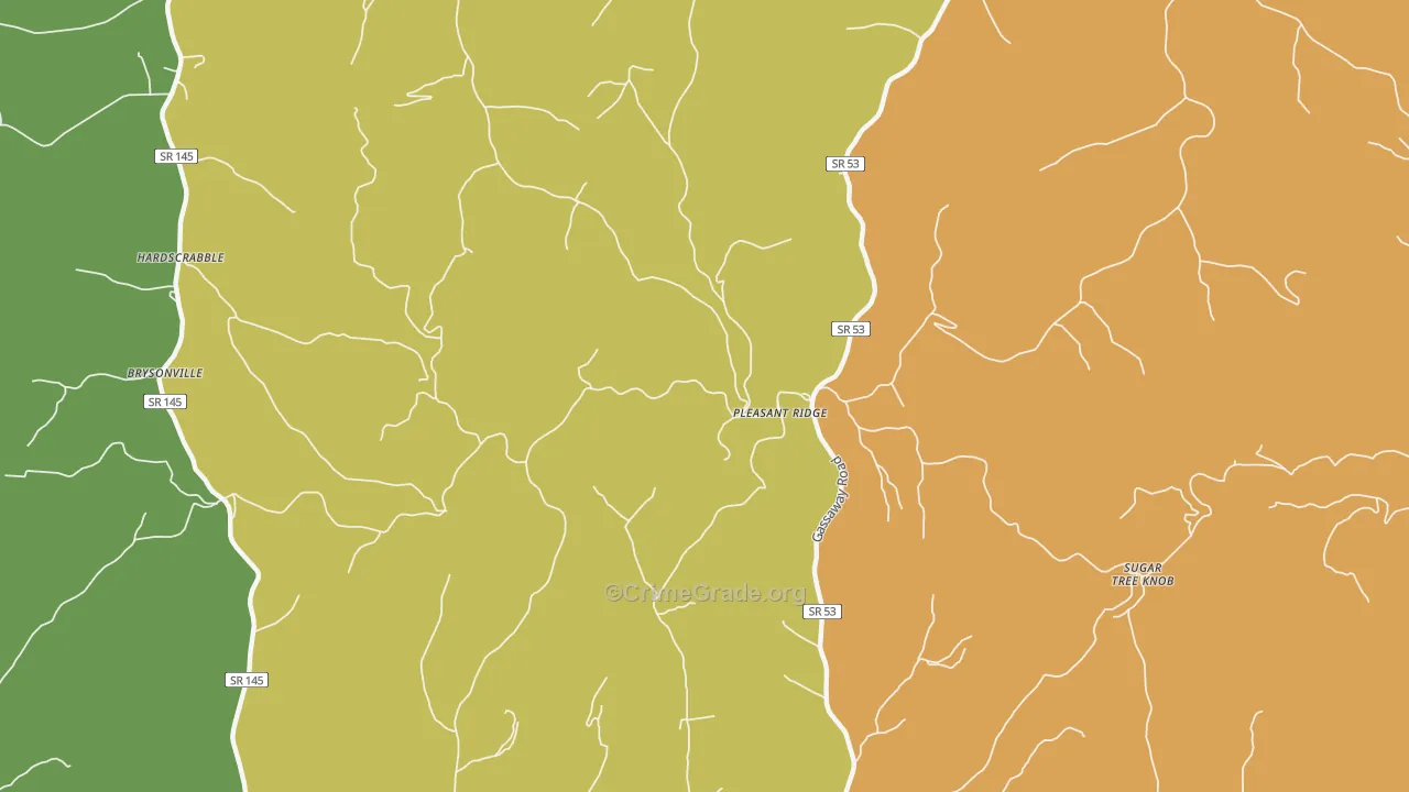 Pleasant Ridge, TN Map of Robbery Rates