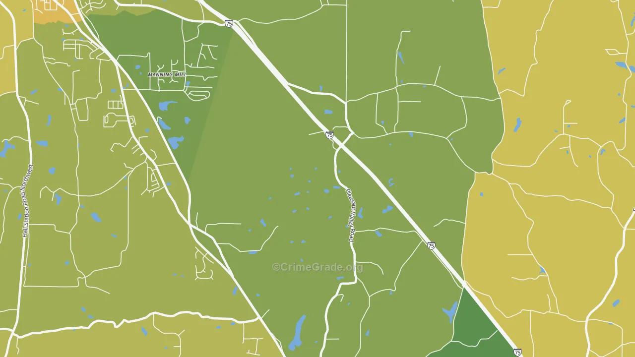 Pleasant Valley, GA Map of Robbery Rates