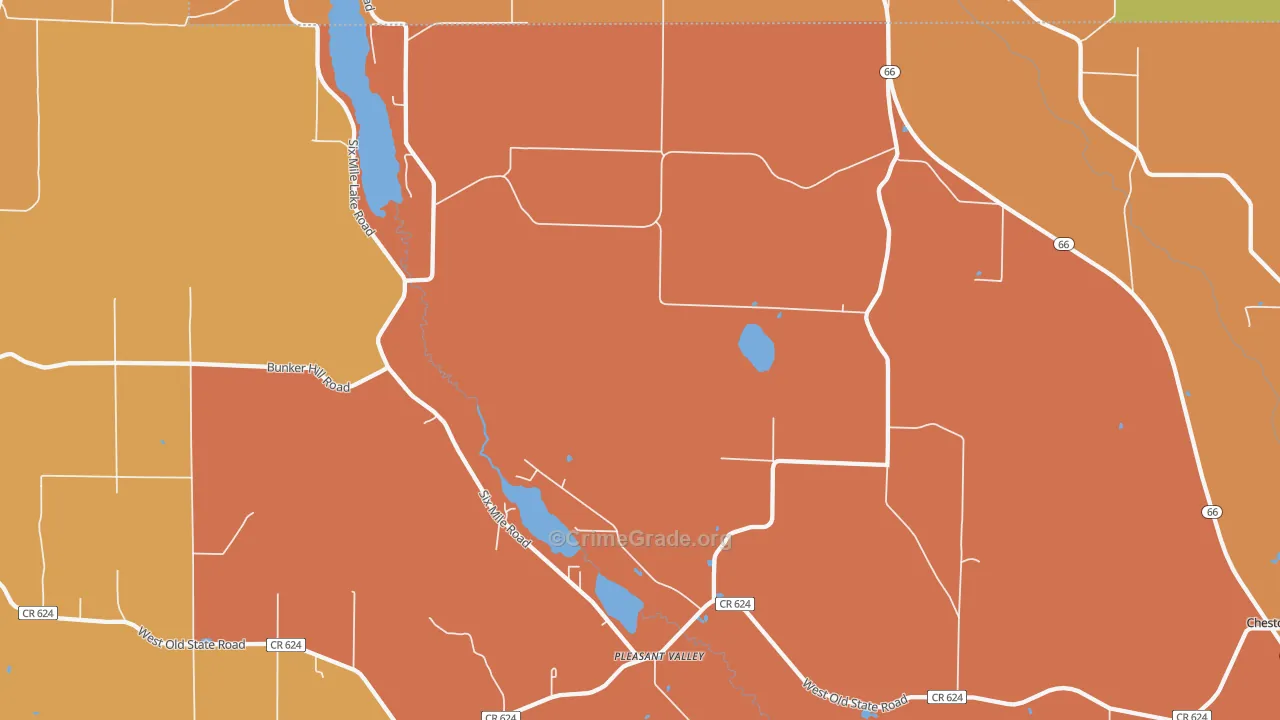 Pleasant Valley, MI Map of Robbery Rates