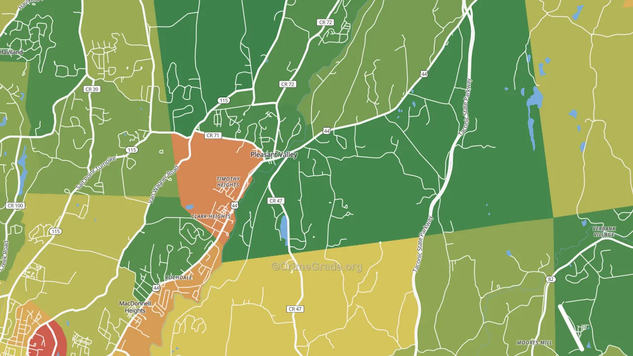 Pleasant Valley, NY Map of Robbery Rates