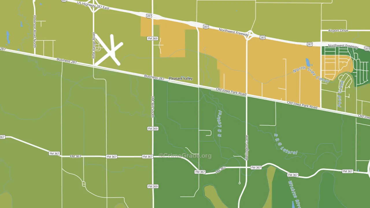 Pleasant Valley, TX Map of Robbery Rates