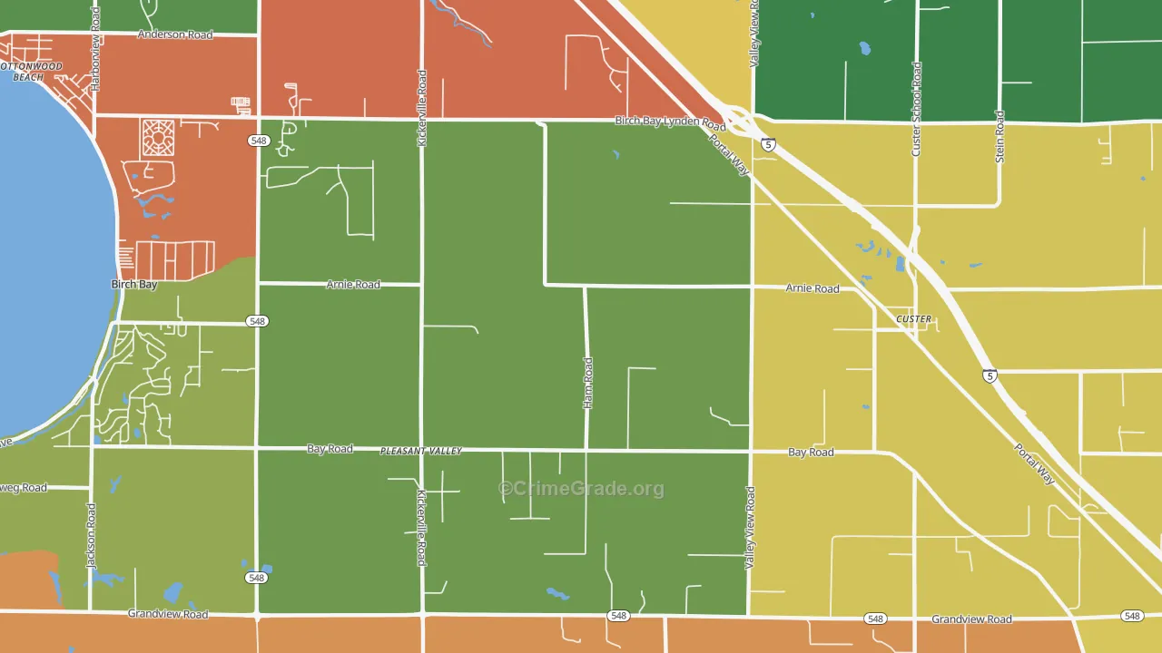 Pleasant Valley, WA Map of Robbery Rates