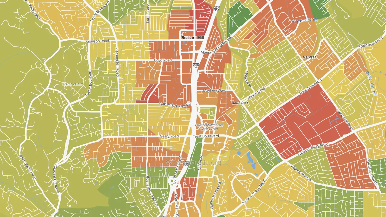 Pleasant Valley, Walnut Creek, CA Map of Robbery Rates