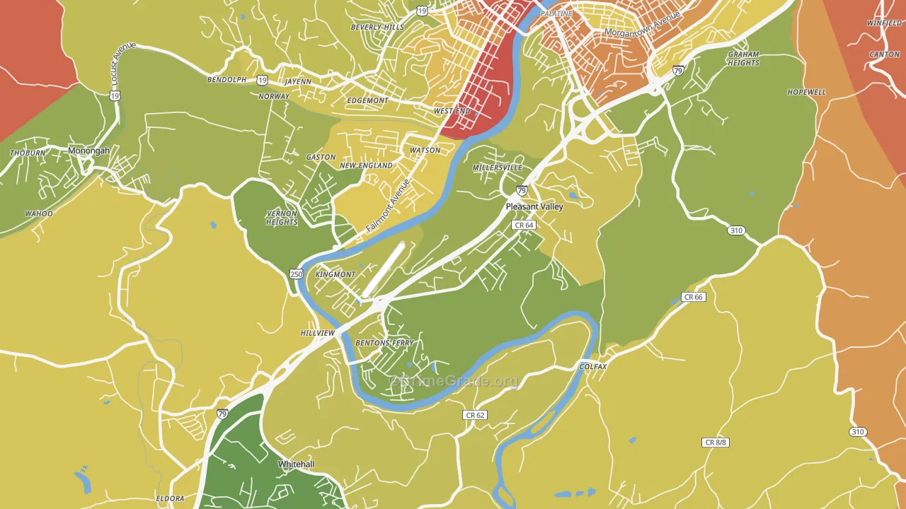 Pleasant Valley, WV Map of Robbery Rates