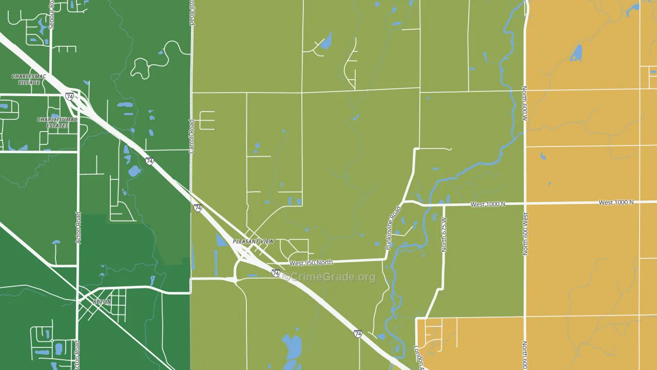 Pleasant View, IN Map of Robbery Rates