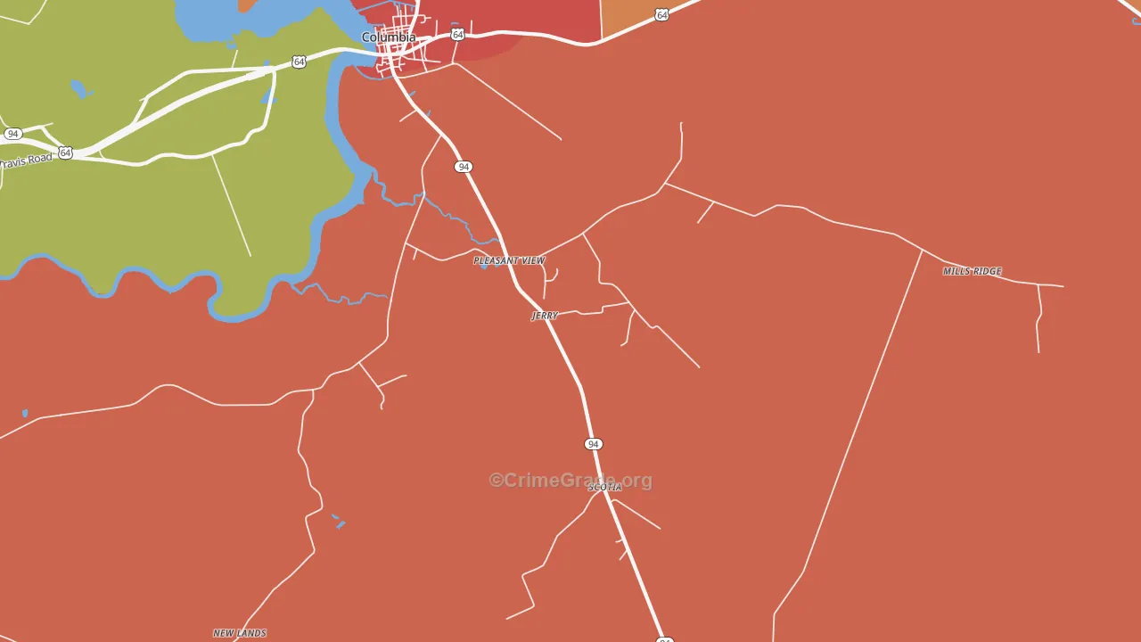 Pleasant View, NC Map of Robbery Rates