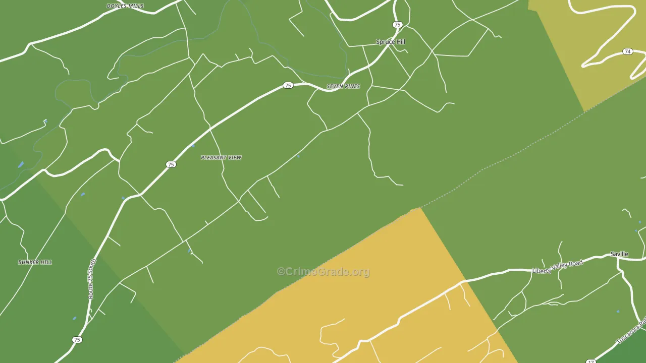 Pleasant View, PA Map of Robbery Rates