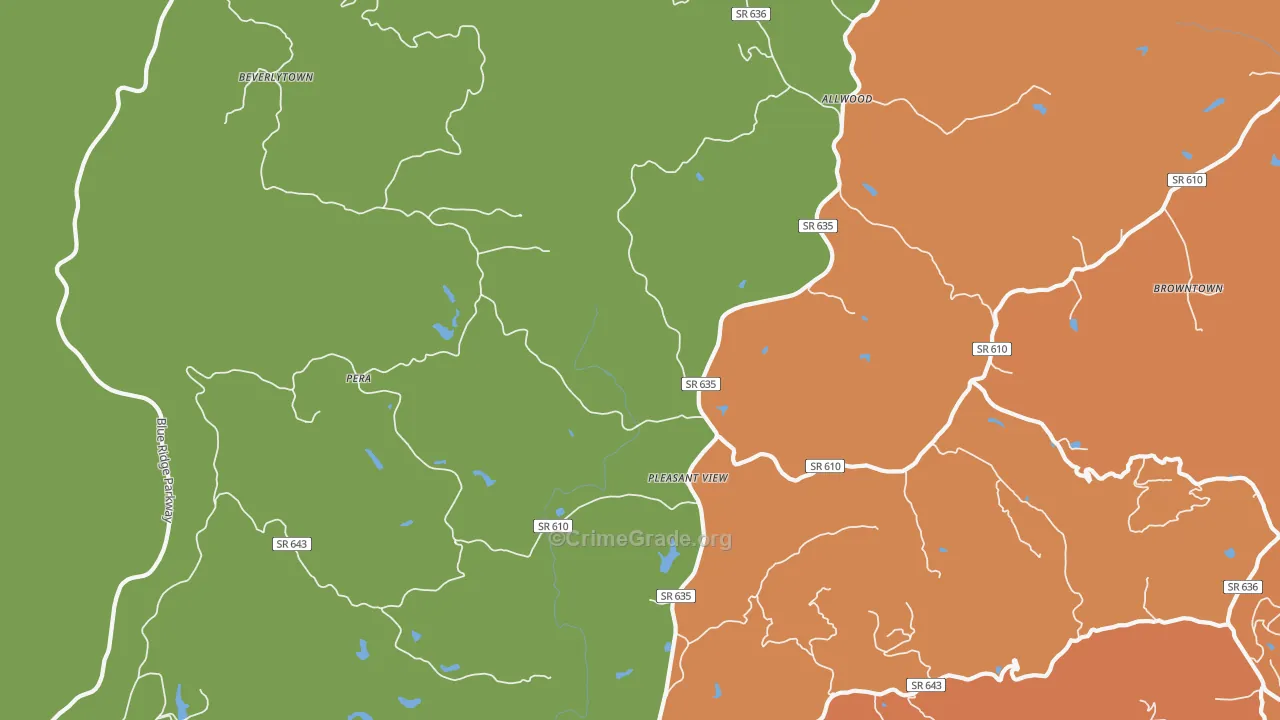 Pleasant View, VA Map of Robbery Rates