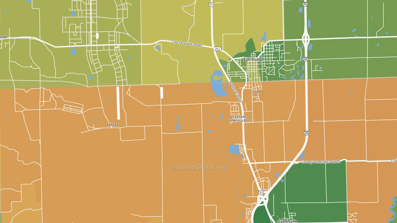Pleasant View Village, IN Map of Robbery Rates