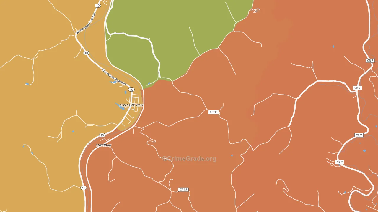 Pleasant View, WV Map of Robbery Rates