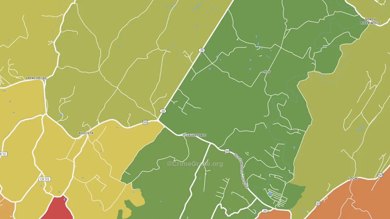 Pleasantdale, WV Map of Robbery Rates