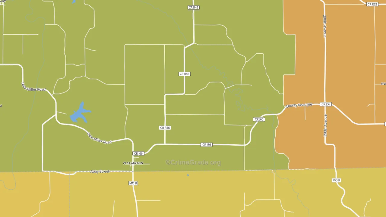 Pleasanton, IA Map of Robbery Rates
