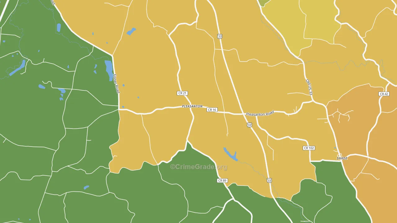 Pleasanton, OH Map of Robbery Rates
