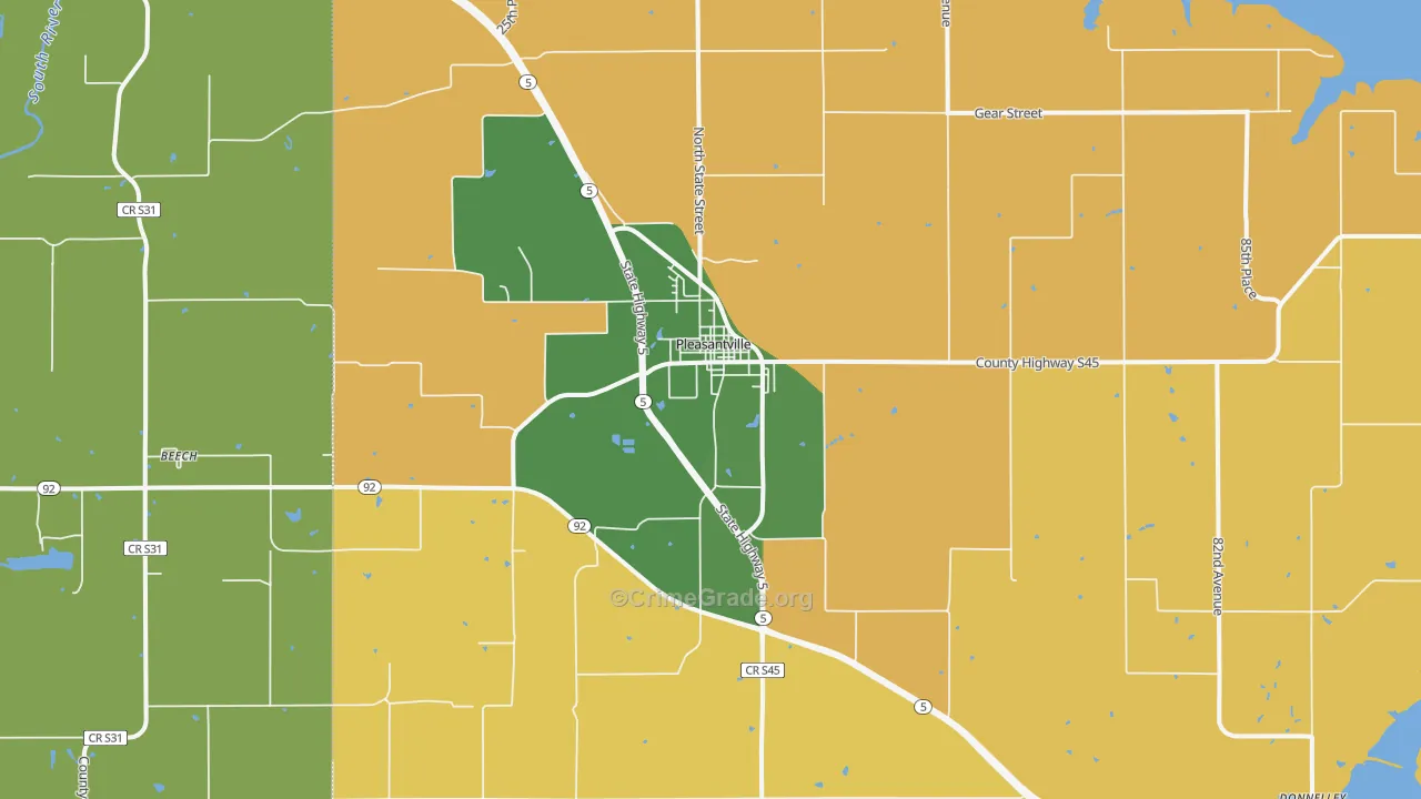 Pleasantville, IA Map of Robbery Rates