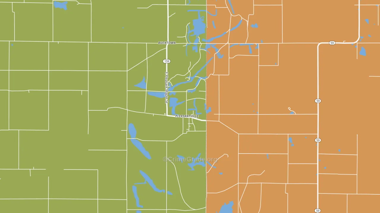 Pleasantville, IN Map of Robbery Rates