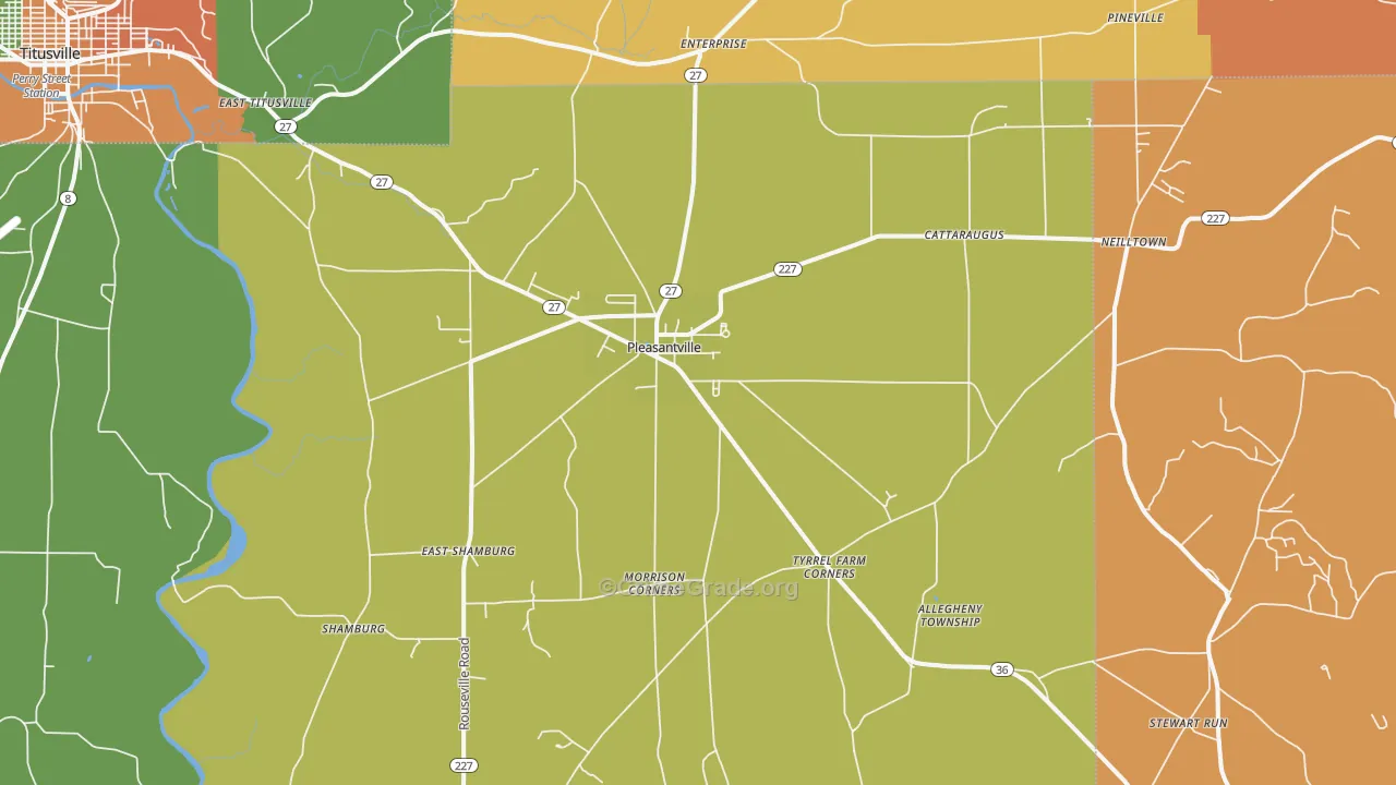 Pleasantville, PA Map of Robbery Rates
