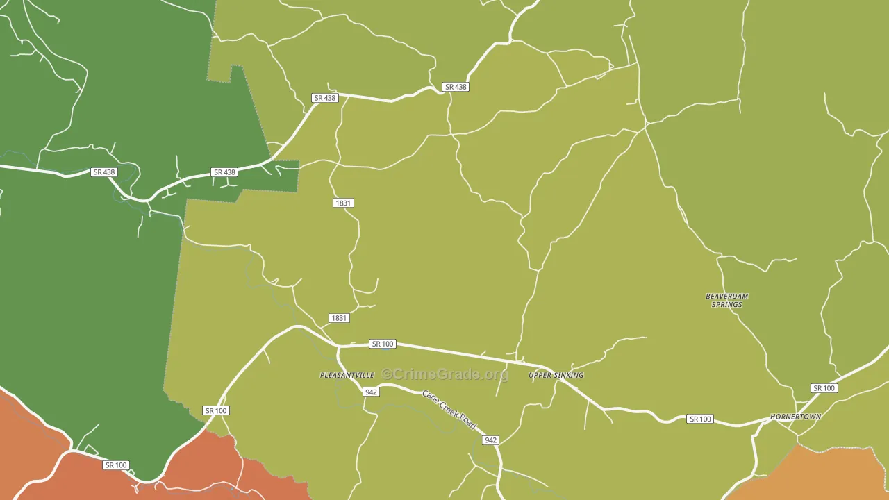Pleasantville, TN Map of Robbery Rates