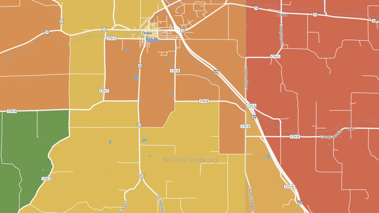 Pleasantville, WI Map of Robbery Rates