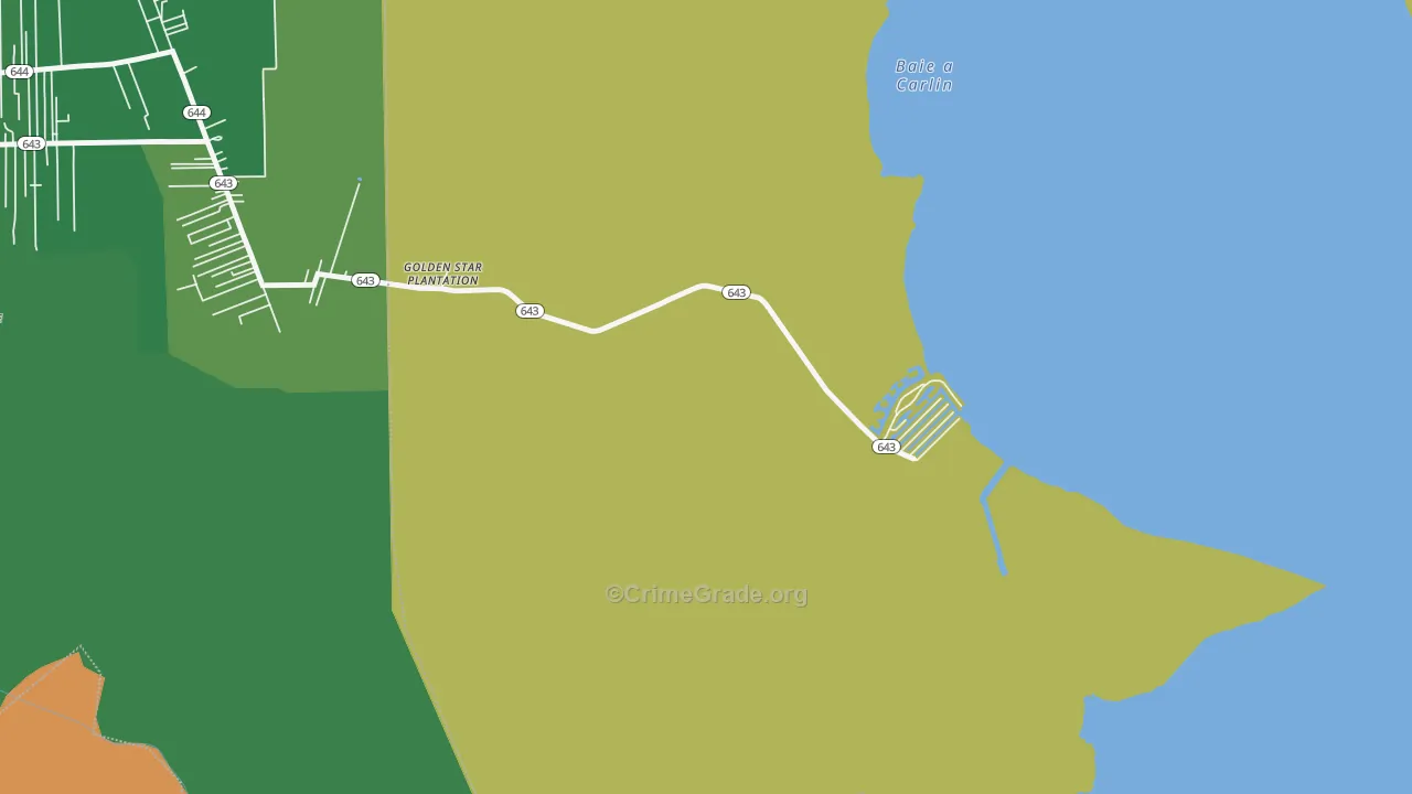Pleasure Bend, LA Map of Robbery Rates