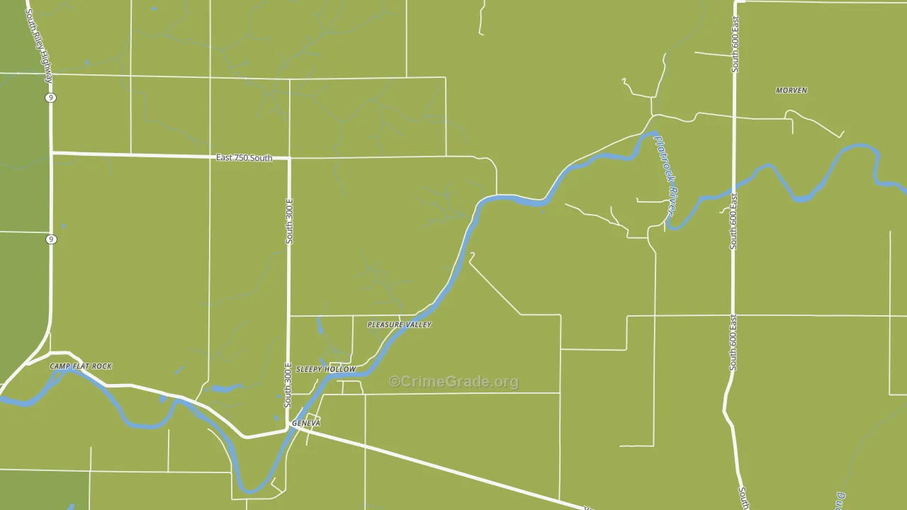 Pleasure Valley, IN Map of Robbery Rates