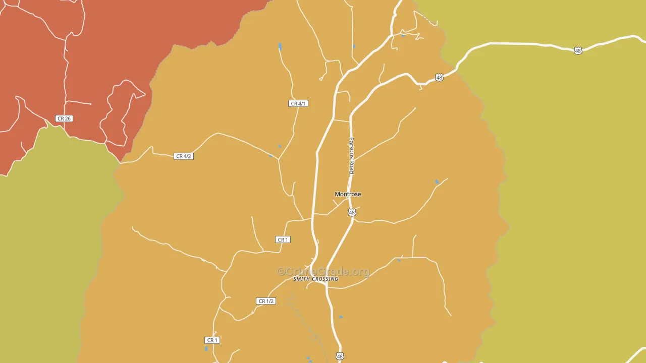 Pleasure Valley, WV Map of Robbery Rates