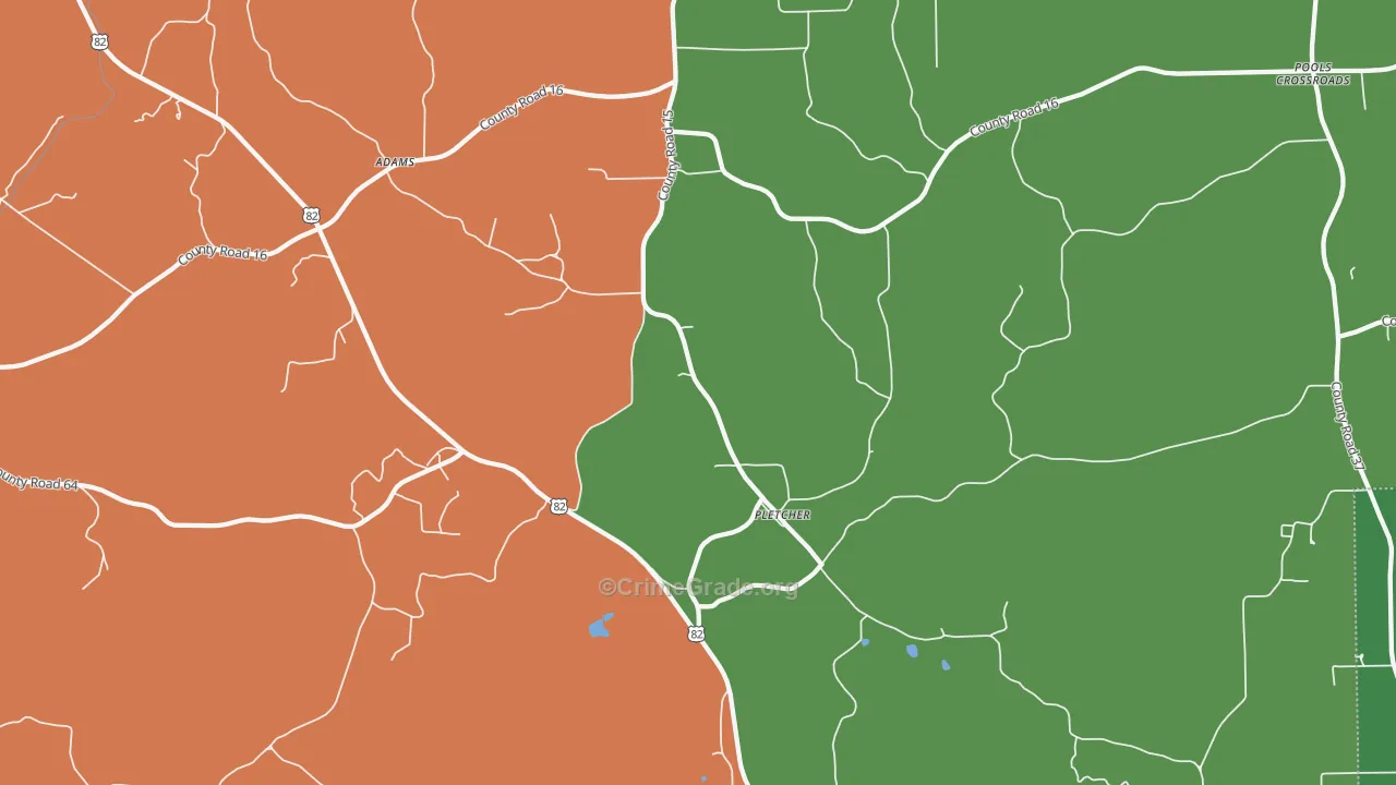 Pletcher, AL Map of Robbery Rates