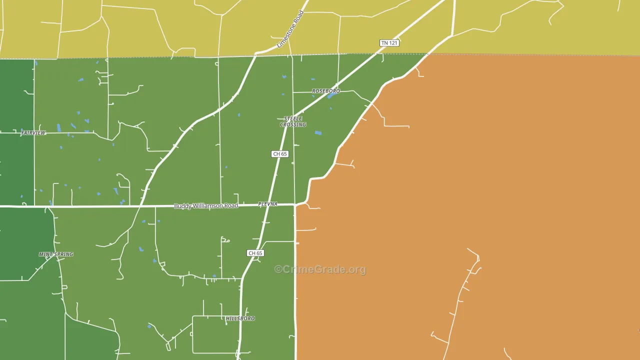 Plevna, AL Map of Robbery Rates