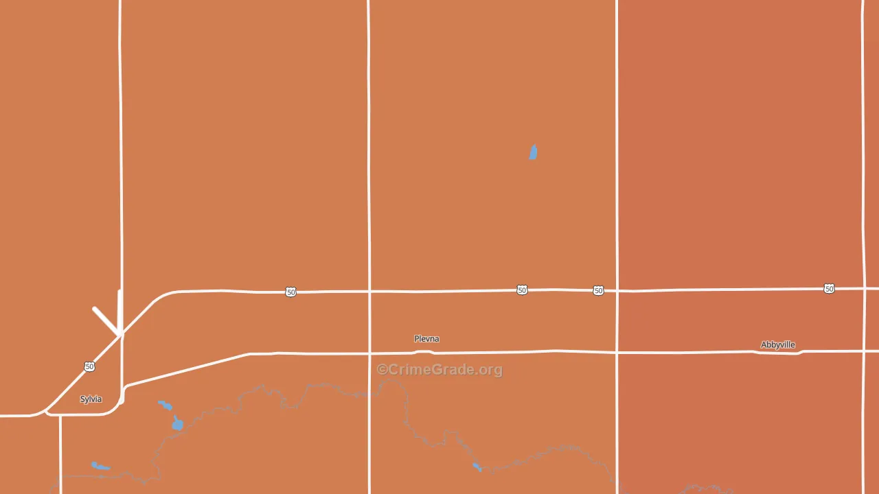 Plevna, KS Map of Robbery Rates