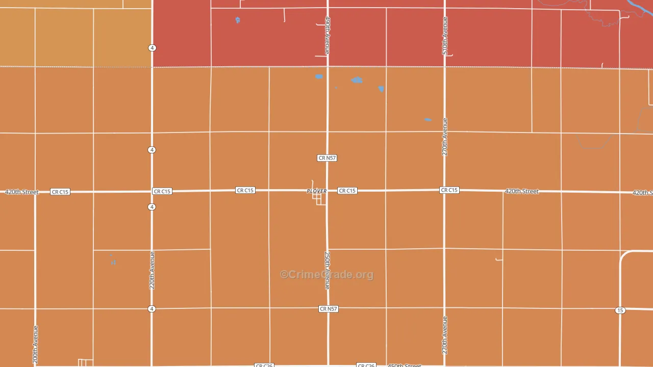 Plover, IA Map of Robbery Rates