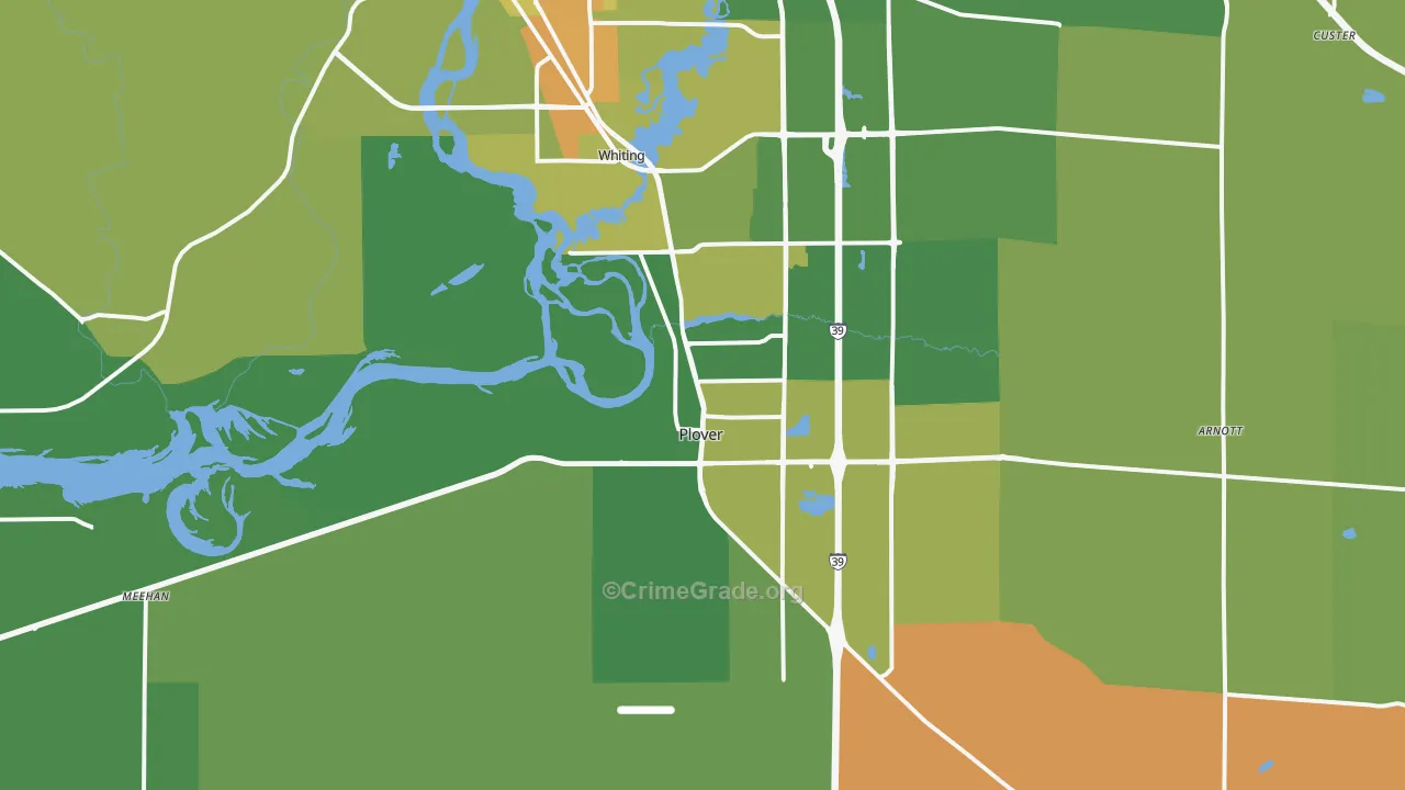 Plover, WI Map of Robbery Rates