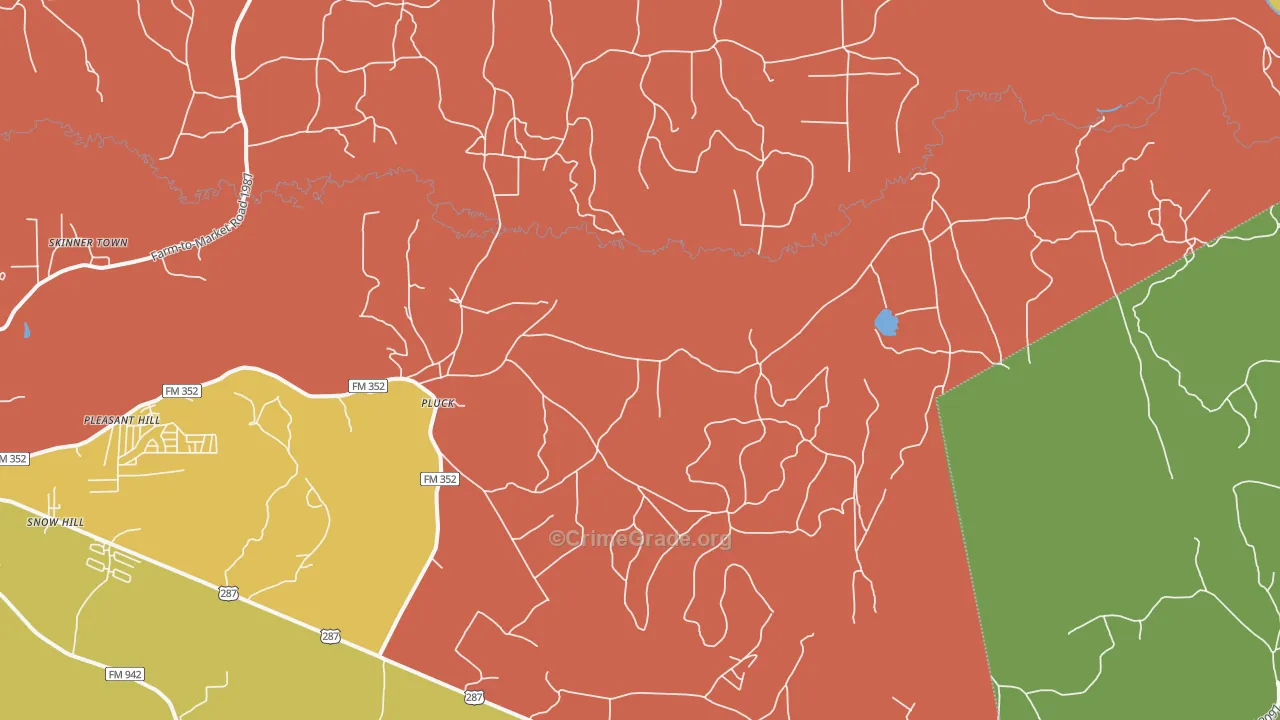 Pluck, TX Map of Robbery Rates