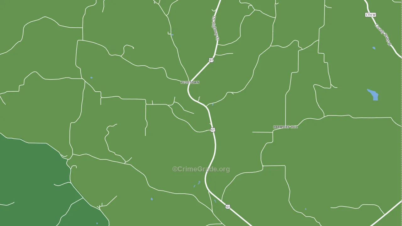 Plugtown, WI Map of Robbery Rates