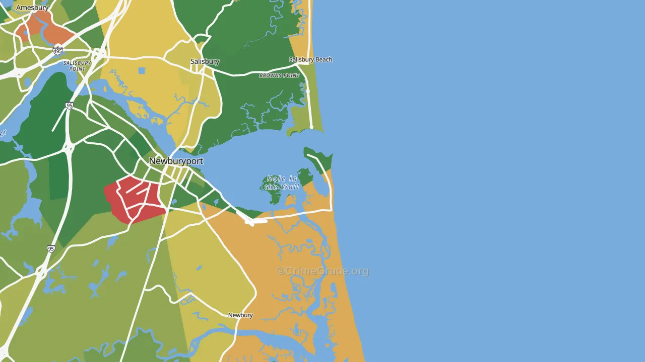 Plum Island, MA Map of Robbery Rates