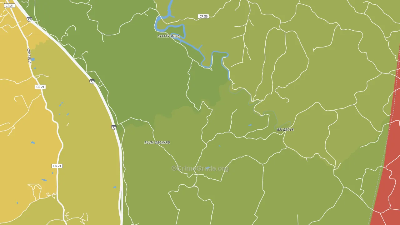 Plum Orchard, WV Map of Robbery Rates