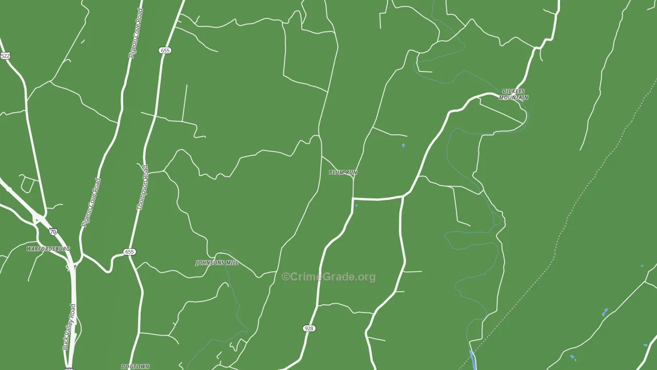 Plum Run, PA Map of Robbery Rates